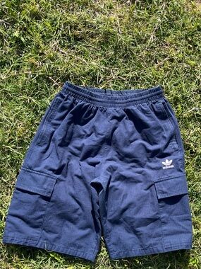 adidas Navy Cargo Shorts with Trefoil Logo